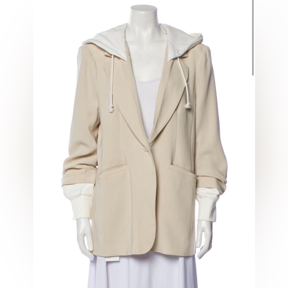 Cinq a Sept Khloe hooded blazer tan white